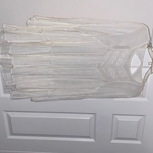 Free People ivory eyelet lace long sleeve tunic